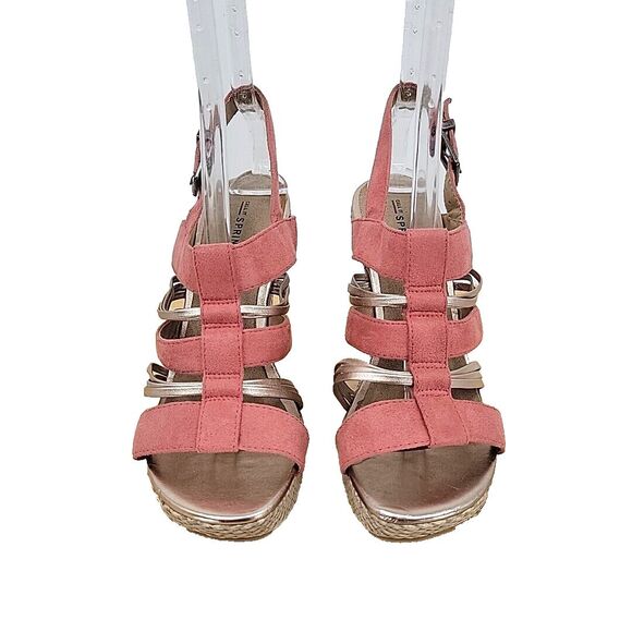 Call It Spring Womens Vegan Wedges Size 9 Pink Suede Platform - Picture 2 of 9